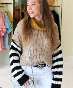 HYFVE Say So Color Block Knit Sweater - Mocha