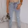 Blue B Distressed Rhinestone Light Wash Straight Jeans Women's Clothing 2 Blue B Distressed Rhinestone Light Wash Straight Jeans Women's Clothing