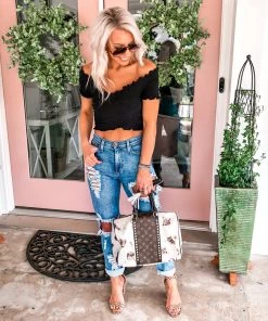 Vibrant MIU Kayla High Waisted Distressed Girlfriend Jeans - Medium Wash