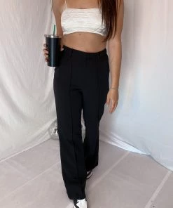 M.n.i Los Angeles Black Straight Leg Trousers Women's Clothing