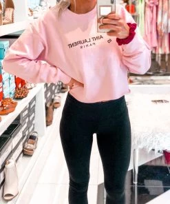 Weekndr Women's Clothing Aint Laurent Cropped Pullover - Baby Pink