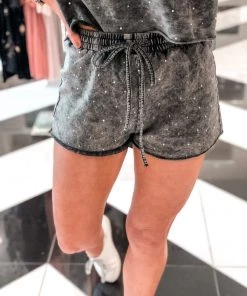 Le Lis Charcoal Acid Wash Rhinestone Two Piece Set *RESTOCK* Women's Clothing