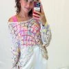 POL Rainbow Sweater Knit Swim Cover Up