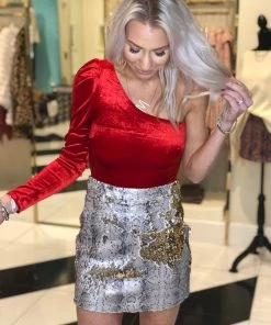 Olivaceous Blush Snakeskin Sequin Miniskirt