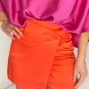 Glam Orange Front Twist Shorts Women's Clothing 1 Glam Orange Front Twist Shorts Women's Clothing