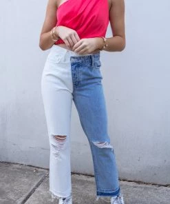 I&M Women's Clothing Mckenzie High Rise Color Block Straight Jeans