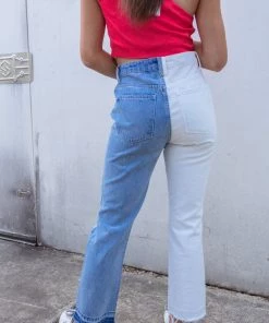 I&M Women's Clothing Mckenzie High Rise Color Block Straight Jeans