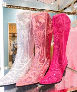 Helens Heart Iconic Babe Fuchsia Pink Sequin Western Boots