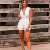 Do + Be Women's Clothing Ivory Deep V-Neck Sleeveless Romper 2 Do + Be Women's Clothing Ivory Deep V-Neck Sleeveless Romper
