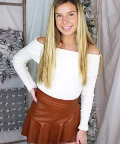 Le Lis Women's Clothing Ivory Off The Shoulder Ribbed Sweater