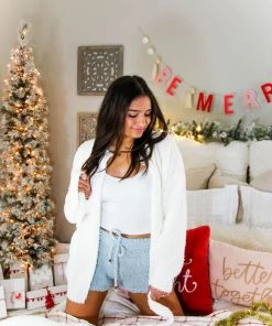 POL Women's Clothing Ivory Plush Lounge Robe