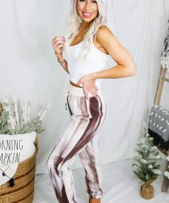 Entro Women's Clothing Ivory Tie Dye Jogger Pants
