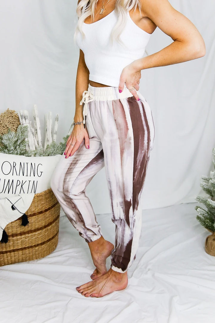 Entro Women's Clothing Ivory Tie Dye Jogger Pants 4 Entro Women's Clothing Ivory Tie Dye Jogger Pants