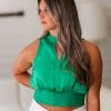 Glam Women's Clothing Kelly Green Halter Neck Tank Top