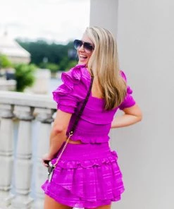 Do + Be Women's Clothing Orchid Purple Ruffle Two Piece Set