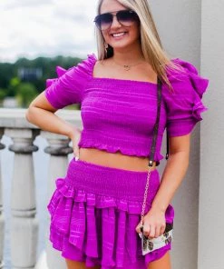 Do + Be Women's Clothing Orchid Purple Ruffle Two Piece Set