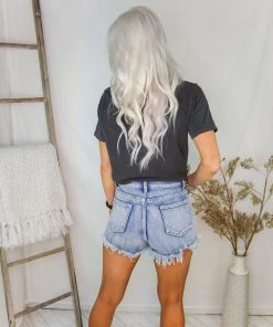 Blue B Kimberly Rhinestone Fringe Denim Shorts
