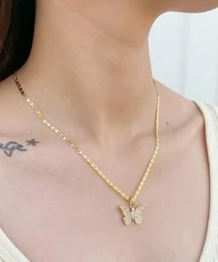 OMG Blings CZ Butterfly Pendant Necklace Playsuits