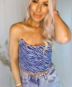 Pretty Garbage Women's Clothing Lace Up Denim Zebra Corset Top 9 Pretty Garbage Women's Clothing Lace Up Denim Zebra Corset Top