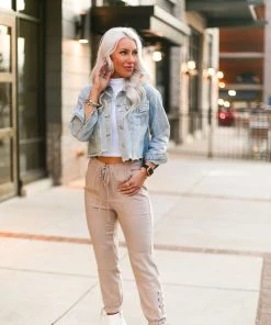 Easel Women's Clothing Lace Up Sides Mocha Jogger Pants