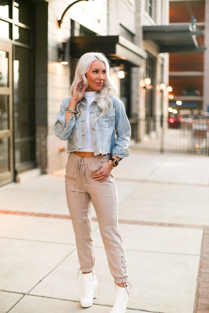 Easel Women's Clothing Lace Up Sides Mocha Jogger Pants 3 Easel Women's Clothing Lace Up Sides Mocha Jogger Pants