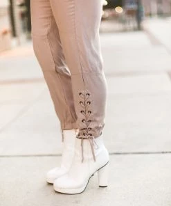 Easel Women's Clothing Lace Up Sides Mocha Jogger Pants