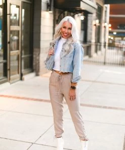 Easel Women's Clothing Lace Up Sides Mocha Jogger Pants 18 Easel Women's Clothing Lace Up Sides Mocha Jogger Pants