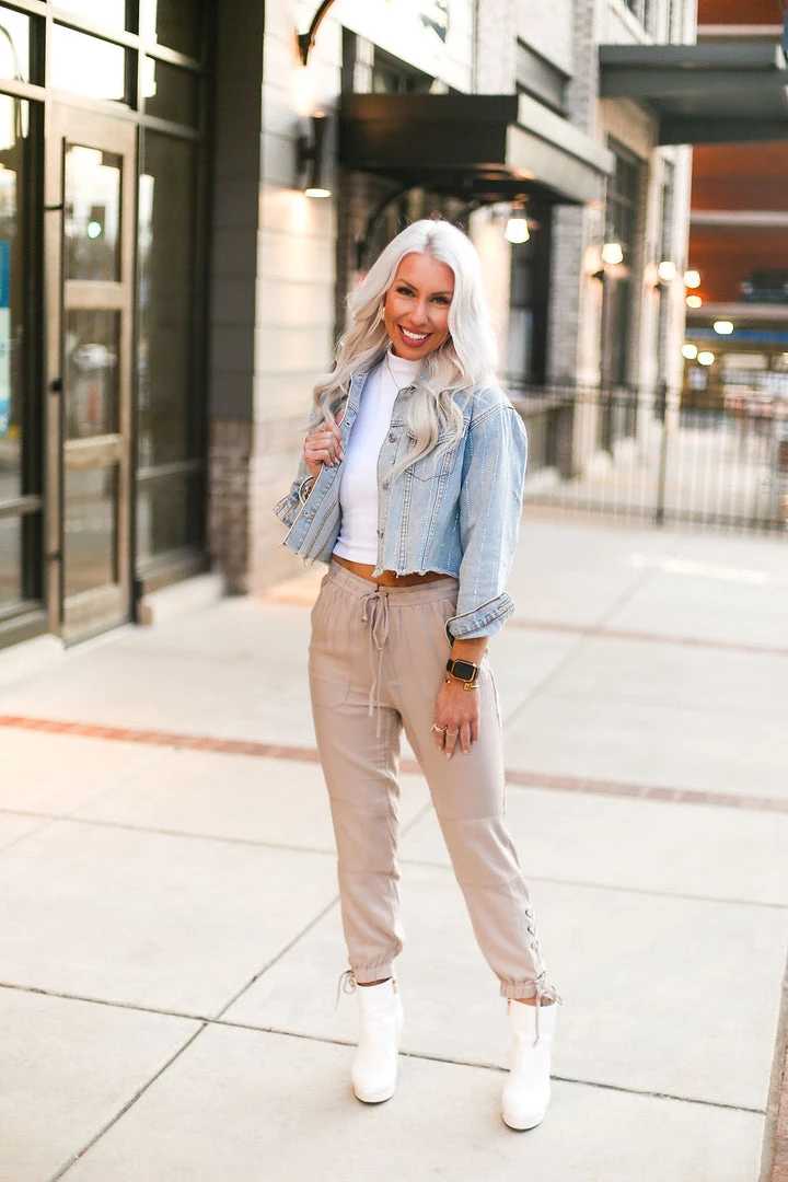 Easel Women's Clothing Lace Up Sides Mocha Jogger Pants 10 Easel Women's Clothing Lace Up Sides Mocha Jogger Pants