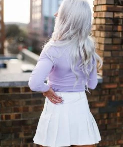 Le Lis Women's Clothing Lavender Double Ruched Long Sleeve Top