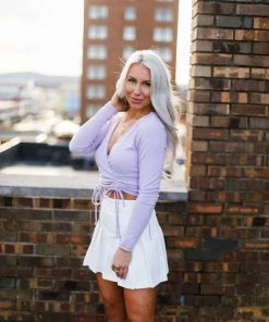 Le Lis Women's Clothing Lavender Double Ruched Long Sleeve Top