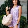Blue Blush Lavender Palm Sleeveless Two Piece Set Women's Clothing