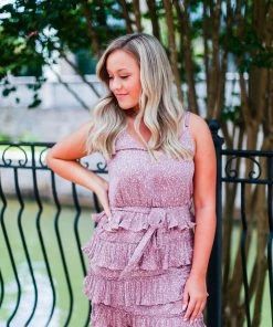 She & Sky Lavender Ruffle Mini Dress Women's Clothing