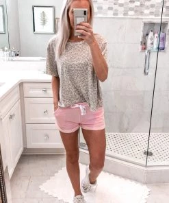 Reflex Women's Clothing Candy Pink Drawstring Waist Lounge Shorts