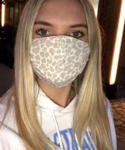 White Birch Taupe Leopard Face Mask **RESTOCK**
