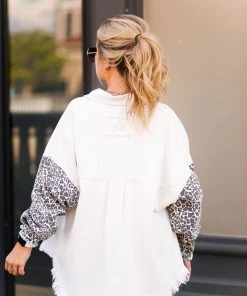 POL Leopard And Ivory Denim Shacket
