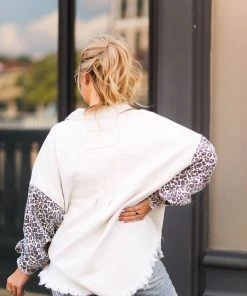 POL Leopard And Ivory Denim Shacket