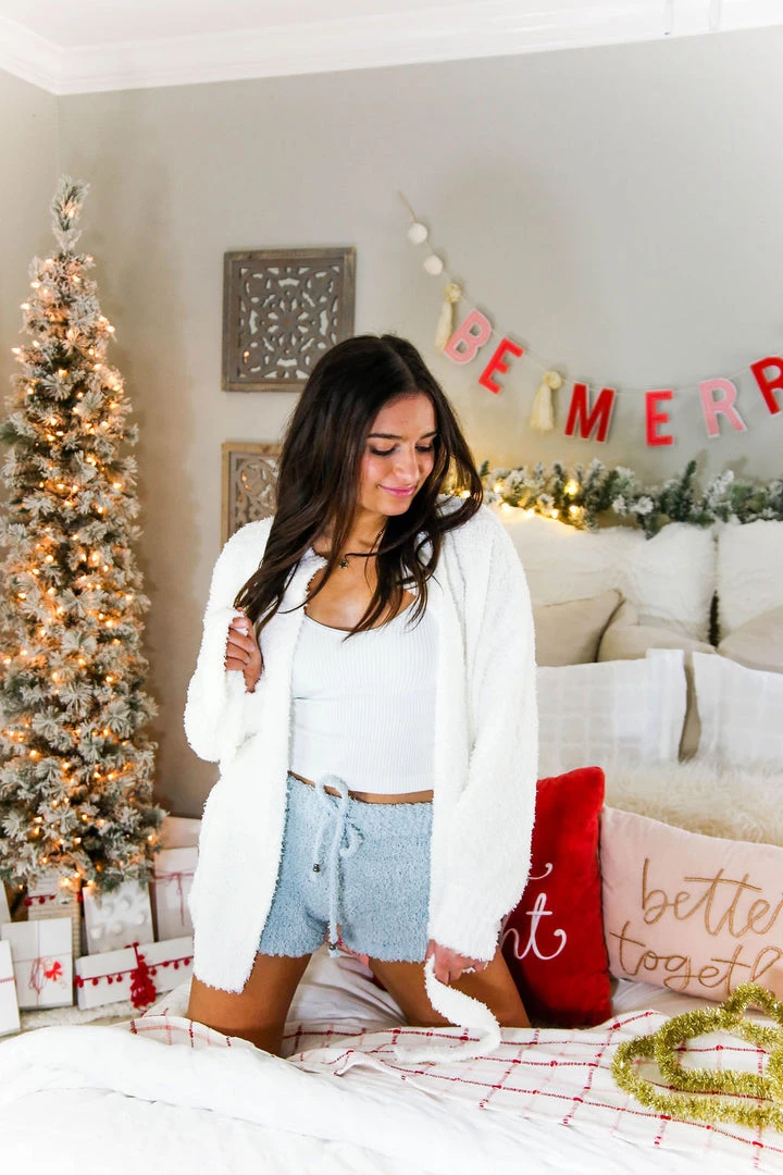 POL Let's Lounge Baby Blue Fleece Shorts 4 POL Let's Lounge Baby Blue Fleece Shorts