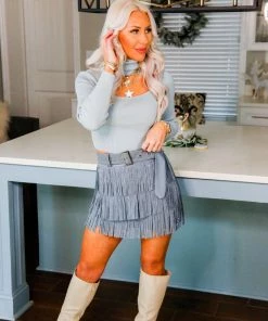 Le Lis Light Blue Cutout Turtle Neck Sweater Women's Clothing