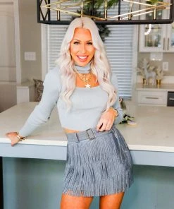 Le Lis Light Blue Cutout Turtle Neck Sweater Women's Clothing