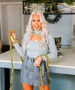 Le Lis Light Blue Cutout Turtle Neck Sweater Women's Clothing