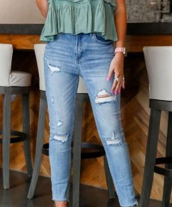 Risen Jeans Riley High Rise Distressed Mom Jeans