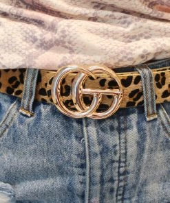 YOOMOO Women's Clothing Light Brown Faux Fur Leopard Belt - RESTOCK