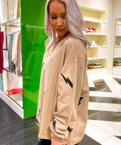 Women's Clothing Lightning Bolt Drawstring Pullover - Charcoal 8 Women's Clothing Lightning Bolt Drawstring Pullover - Charcoal