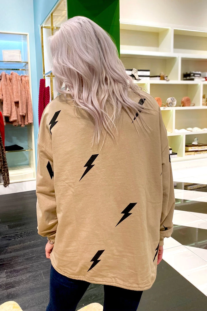 Women's Clothing Lightning Bolt Drawstring Pullover - Charcoal 6 Women's Clothing Lightning Bolt Drawstring Pullover - Charcoal