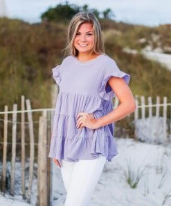 HYFVE Lilac Babydoll Ruffle Tiered Top