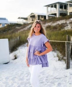 HYFVE Lilac Babydoll Ruffle Tiered Top