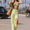 Vibrant MIU Lime Green Distressed Straight Leg Jeans 1 Vibrant MIU Lime Green Distressed Straight Leg Jeans