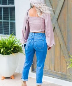 Vibrant MIU Kayla High Waisted Distressed Girlfriend Jeans - Medium Wash