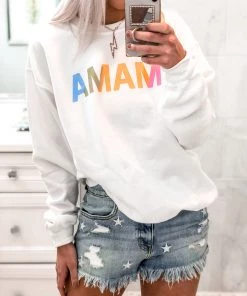 Weekndr White MAMA Graphic Pullover Women's Clothing