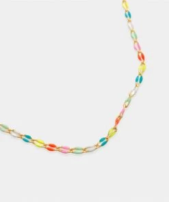 OMG Blings Multi Color Enamel Small Chain Necklace